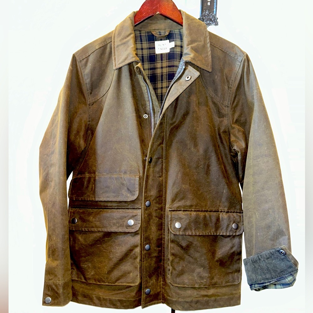 Flint and Tinder Flannel-Lined Waxed Hudson Jacket in Forest - Medium